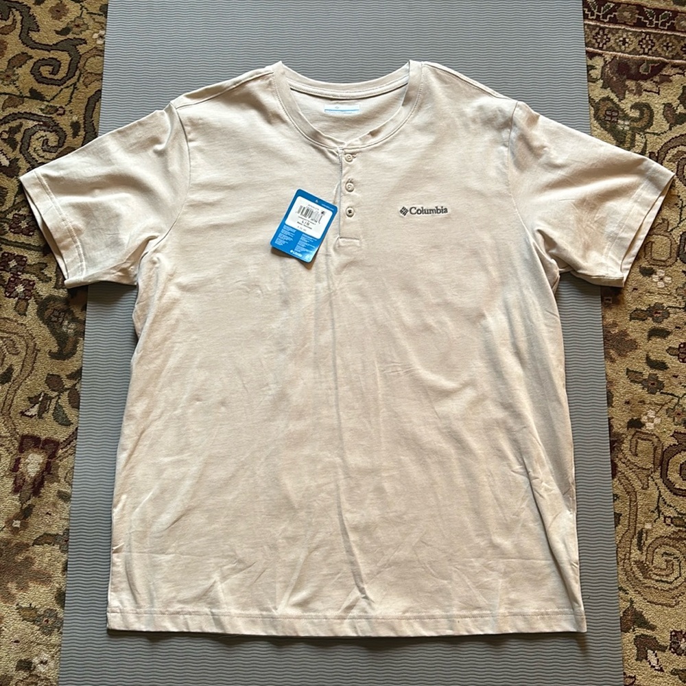 Columbia Henley T-Shirt Short Sleeve Cream Beige